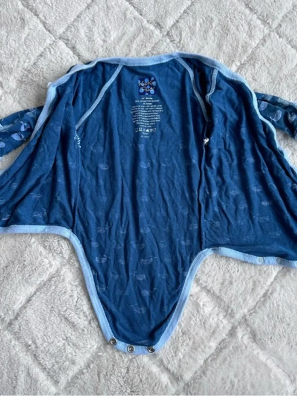 Kickee Pants | Twilight Tiny Whales Long Sleeve Kimono Onesie | Size 3-6 Months
